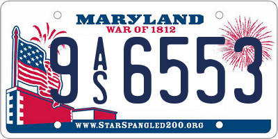 MD license plate 9AS6553