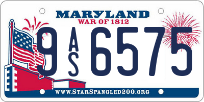 MD license plate 9AS6575