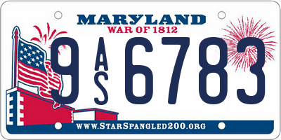 MD license plate 9AS6783
