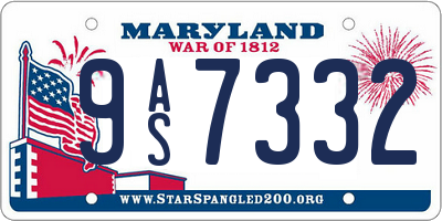 MD license plate 9AS7332