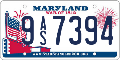 MD license plate 9AS7394