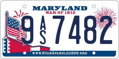 MD license plate 9AS7482