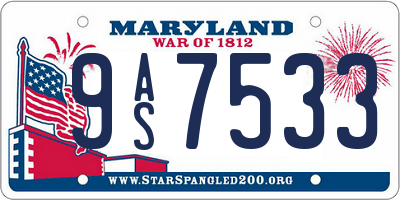 MD license plate 9AS7533