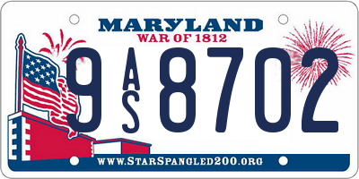 MD license plate 9AS8702