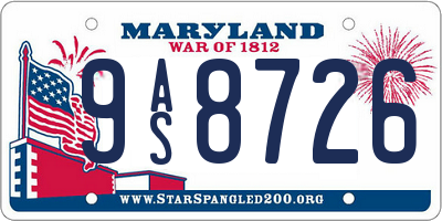 MD license plate 9AS8726