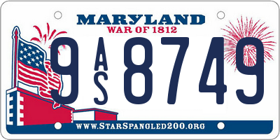 MD license plate 9AS8749