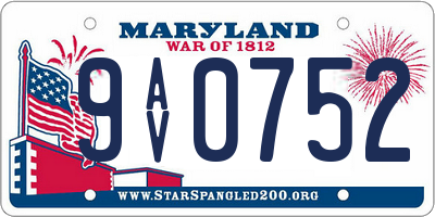 MD license plate 9AV0752