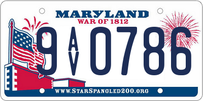 MD license plate 9AV0786