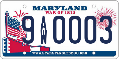MD license plate 9AW0003
