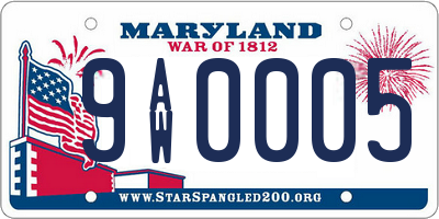 MD license plate 9AW0005