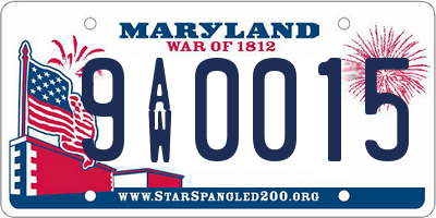MD license plate 9AW0015