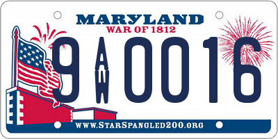 MD license plate 9AW0016