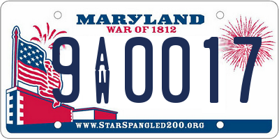 MD license plate 9AW0017
