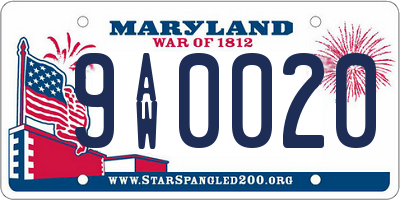 MD license plate 9AW0020