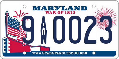 MD license plate 9AW0023