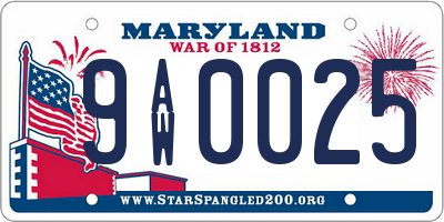MD license plate 9AW0025