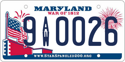 MD license plate 9AW0026