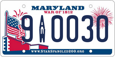 MD license plate 9AW0030