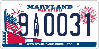 MD license plate 9AW0031