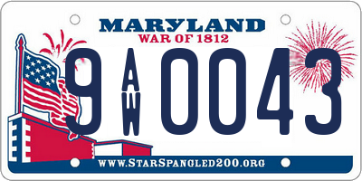 MD license plate 9AW0043
