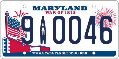 MD license plate 9AW0046