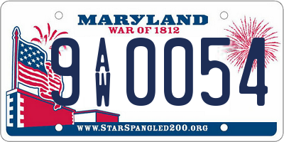 MD license plate 9AW0054