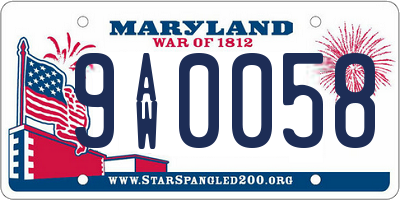 MD license plate 9AW0058