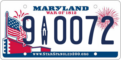 MD license plate 9AW0072