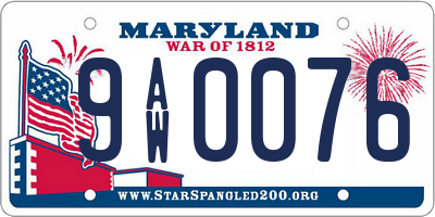 MD license plate 9AW0076