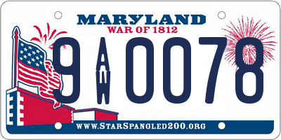 MD license plate 9AW0078