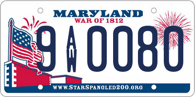 MD license plate 9AW0080