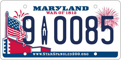 MD license plate 9AW0085