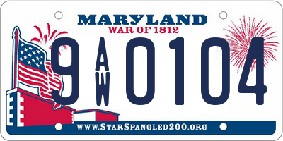 MD license plate 9AW0104