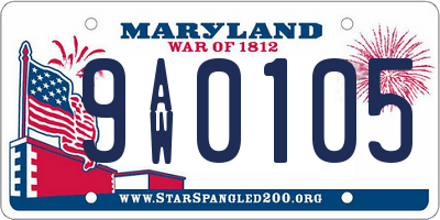 MD license plate 9AW0105