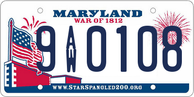 MD license plate 9AW0108