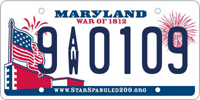 MD license plate 9AW0109