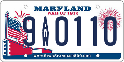 MD license plate 9AW0110