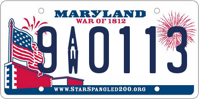 MD license plate 9AW0113
