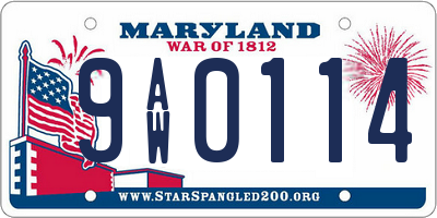 MD license plate 9AW0114