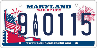 MD license plate 9AW0115