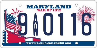 MD license plate 9AW0116