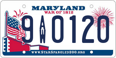 MD license plate 9AW0120
