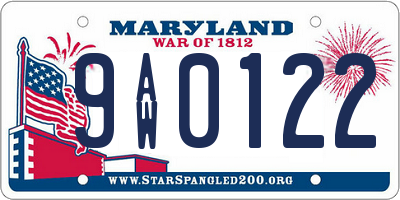 MD license plate 9AW0122