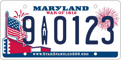 MD license plate 9AW0123