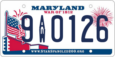 MD license plate 9AW0126