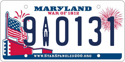 MD license plate 9AW0131