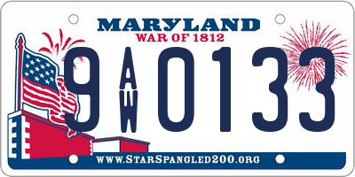 MD license plate 9AW0133