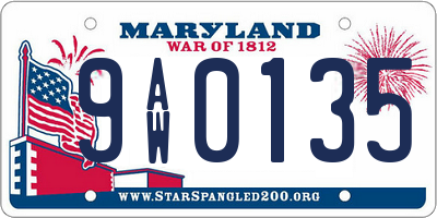 MD license plate 9AW0135