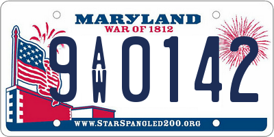 MD license plate 9AW0142