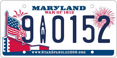 MD license plate 9AW0152